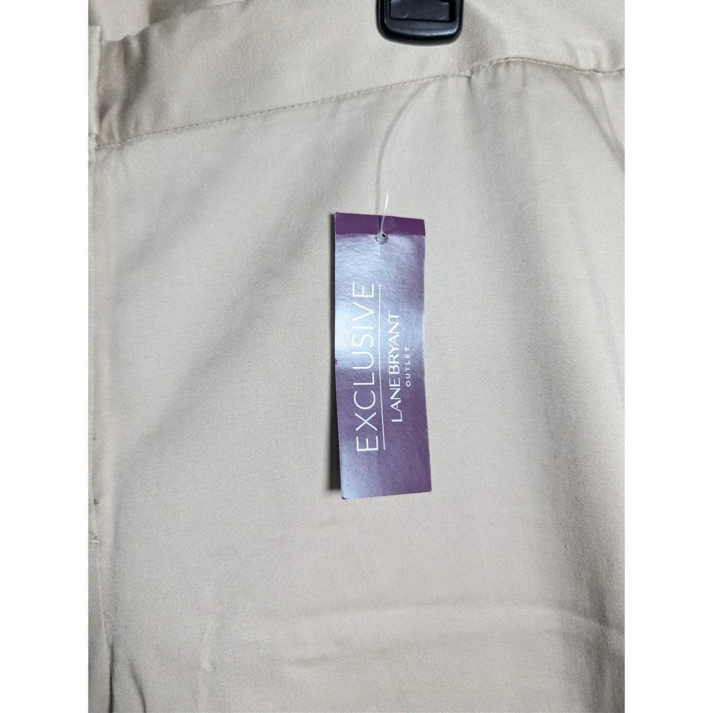 Lane Bryant Womens Trousers Size 18 Khaki Beige Cotton Stretch Cuffed Cropped - Picture 11 of 12